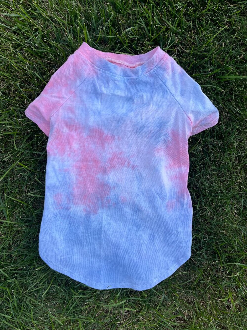 Pet Dog Medium (15-30 lbs) Red & Blue Random Tie-Dye Shirt